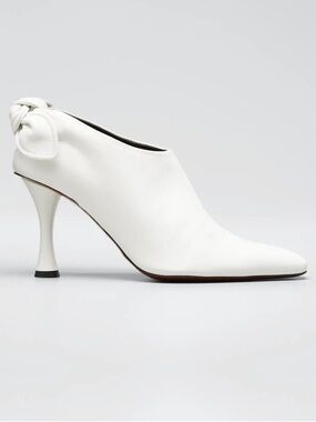 Proenza Schouler White Leather Pointy Toe Bow Back Ankle booties